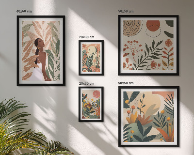 Set de 5 cuadros para salón Estilo bohemio con una figura de planta