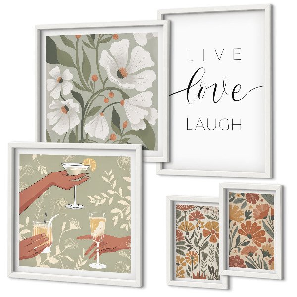 Conjunto de cuadros decorativos Eslóganes con elegantes gráficos florales