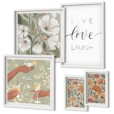 Conjunto de cuadros decorativos Eslóganes con elegantes gráficos florales