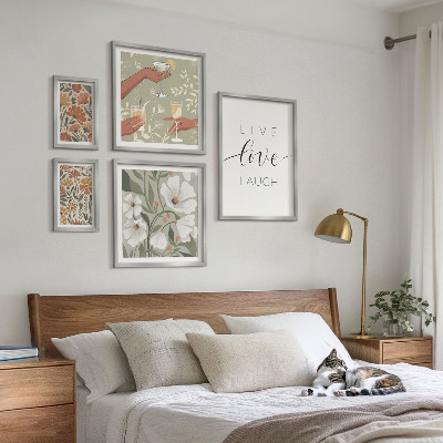 Conjunto de cuadros decorativos Eslóganes con elegantes gráficos florales