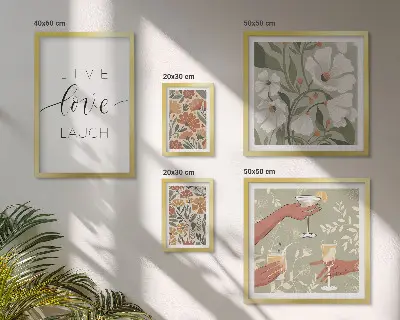 Conjunto de cuadros decorativos con eslóganes y elegantes gráficos florales