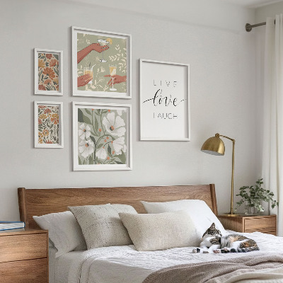 Conjunto de cuadros decorativos Eslóganes con elegantes gráficos florales
