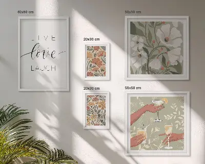 Conjunto de cuadros decorativos con eslóganes y elegantes gráficos florales