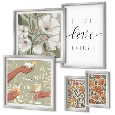 Conjunto de cuadros decorativos Eslóganes con elegantes gráficos florales