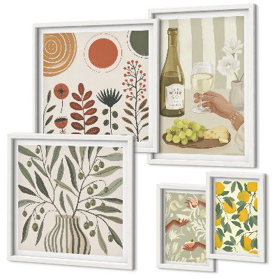 Set de 5 cuadros para salón Decoración elegante para vino