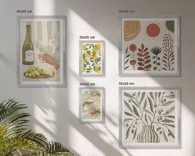 Set de 5 cuadros decorativos para salón con diseño elegante de vino