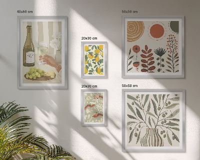 Set de 5 cuadros para salón Decoración elegante para vino