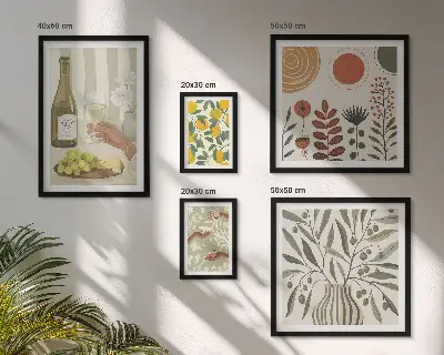 Set de 5 cuadros decorativos para salón con diseño elegante de vino