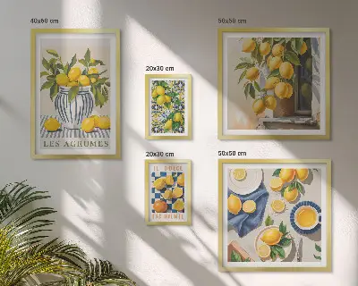 Cuadro para pared de galería de arte decoraciones de cítricos con estilo provenzal