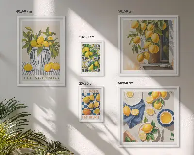 Cuadro para pared de galería de arte decoraciones de cítricos con estilo provenzal