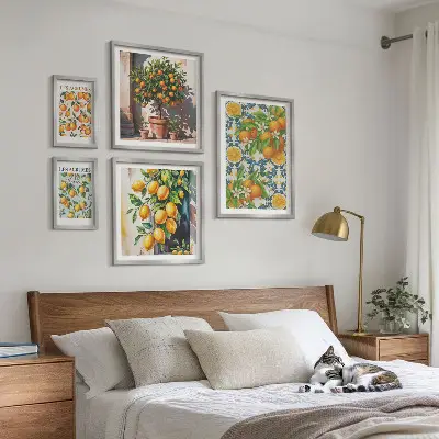 Conjunto de cuadros decorativos diseño de flores de cítricos de época