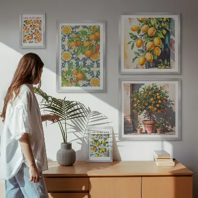 Conjunto de cuadros decorativos diseño de flores de cítricos de época