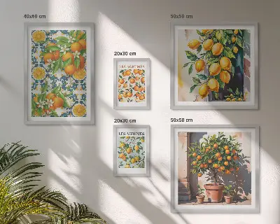 Conjunto de cuadros decorativos diseño de flores de cítricos de época