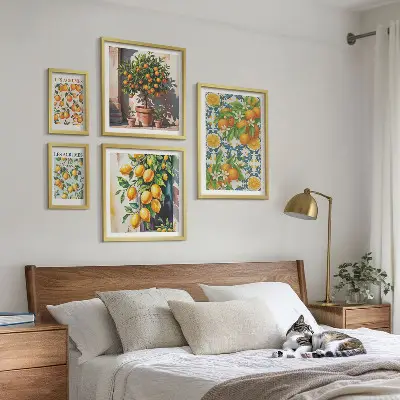 Conjunto de cuadros decorativos diseño de flores de cítricos de época