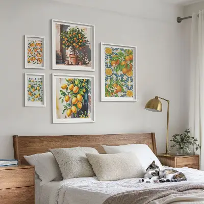Conjunto de cuadros decorativos diseño de flores de cítricos de época