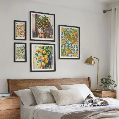 Conjunto de cuadros decorativos diseño de flores de cítricos de época