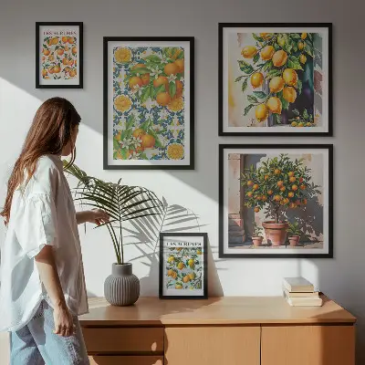 Conjunto de cuadros decorativos diseño de flores de cítricos de época