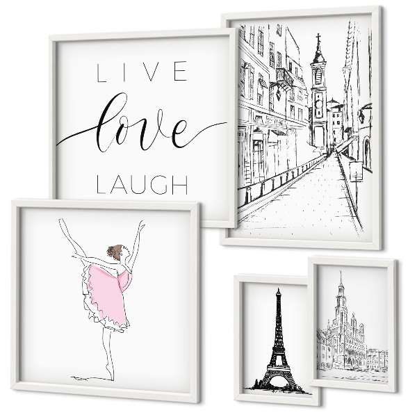 Set de 5 cuadros para salón Inspiraciones parisinas con estilo