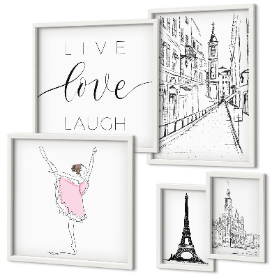 Set de 5 cuadros para salón Inspiraciones parisinas con estilo