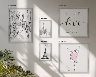Set de 5 cuadros para salón con diseño de inspiraciones parisinas