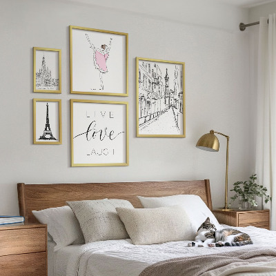 Set de 5 cuadros para salón Inspiraciones parisinas con estilo