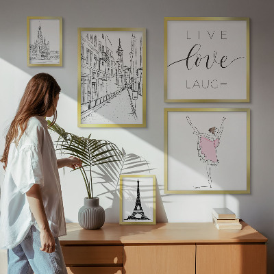 Set de 5 cuadros para salón Inspiraciones parisinas con estilo