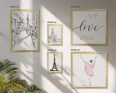 Set de 5 cuadros para salón con diseño de inspiraciones parisinas
