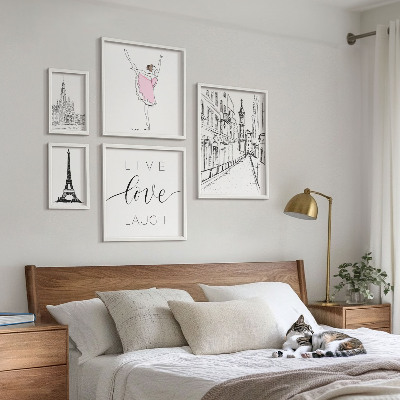 Set de 5 cuadros para salón Inspiraciones parisinas con estilo
