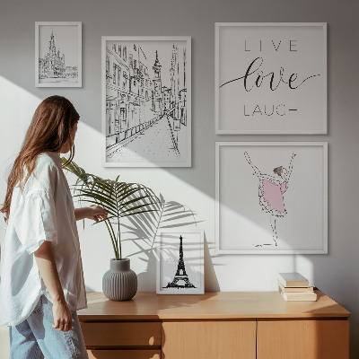 Set de 5 cuadros para salón Inspiraciones parisinas con estilo