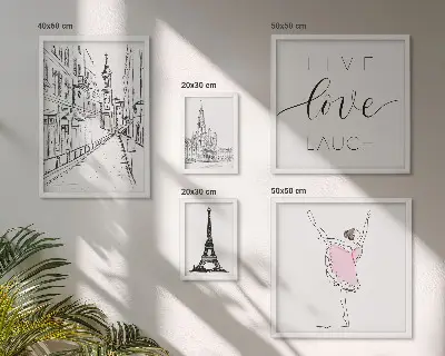 Set de 5 cuadros para salón con diseño de inspiraciones parisinas