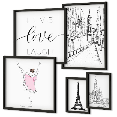 Set de 5 cuadros para salón Inspiraciones parisinas con estilo