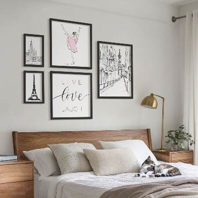 Set de 5 cuadros para salón Inspiraciones parisinas con estilo