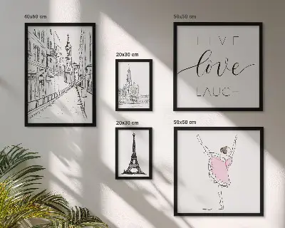 Set de 5 cuadros para salón con diseño de inspiraciones parisinas