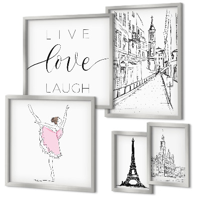 Set de 5 cuadros para salón Inspiraciones parisinas con estilo