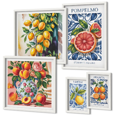 Conjunto de cuadros decorativos Cítricos soleados de época