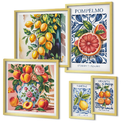 Conjunto de cuadros decorativos Cítricos soleados de época