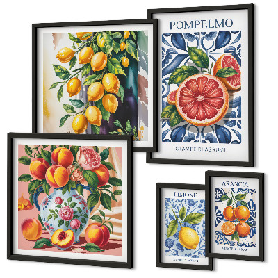 Conjunto de cuadros decorativos Cítricos soleados de época