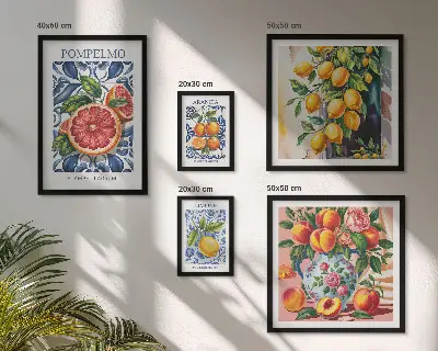 Conjunto de cuadros decorativos diseño de cítricos soleados de época