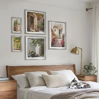 Set de 5 cuadros para salón diseño de calles de limón con ambiente