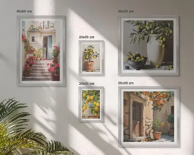 Set de 5 cuadros para salón diseño de calles de limón con ambiente