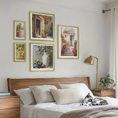 Set de 5 cuadros para salón diseño de calles de limón con ambiente