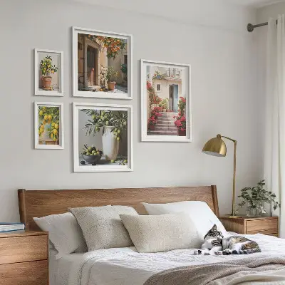 Set de 5 cuadros para salón diseño de calles de limón con ambiente