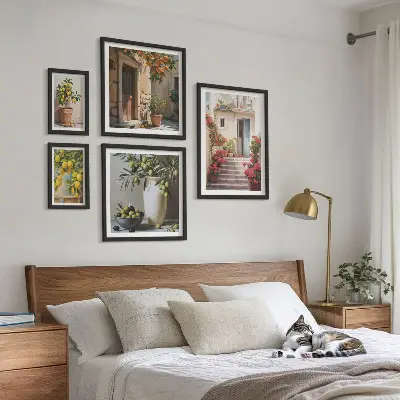 Set de 5 cuadros para salón diseño de calles de limón con ambiente