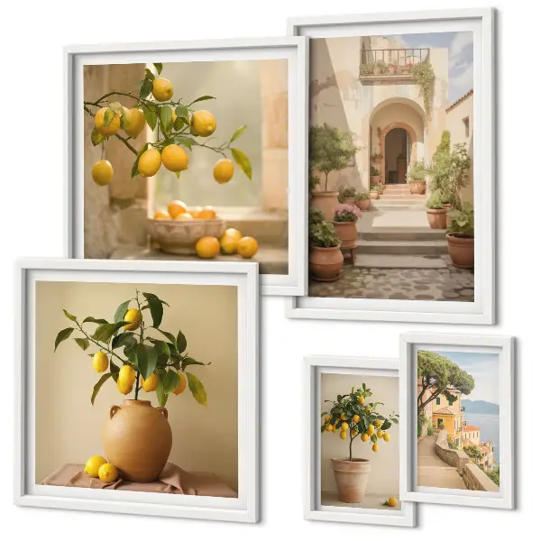 Conjunto de cuadros decorativos con diseño de cítricos