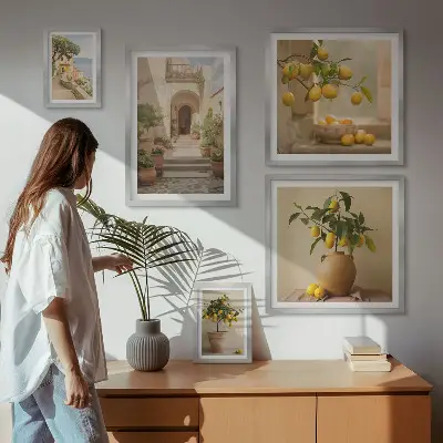 Conjunto de cuadros decorativos con diseño de cítricos