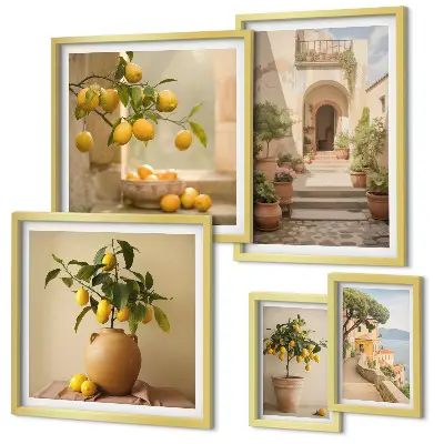 Conjunto de cuadros decorativos con diseño de cítricos