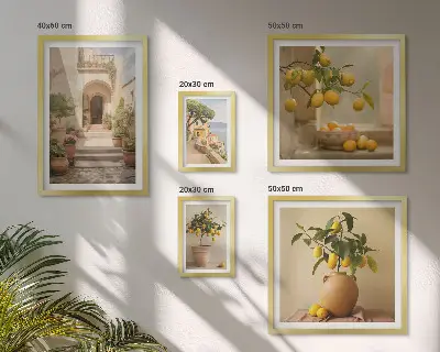 Conjunto de cuadros decorativos con diseño de cítricos