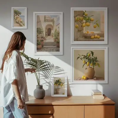 Conjunto de cuadros decorativos con diseño de cítricos