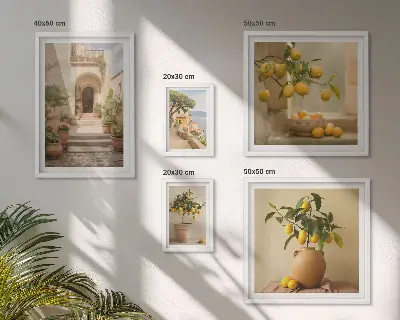 Conjunto de cuadros decorativos con diseño de cítricos