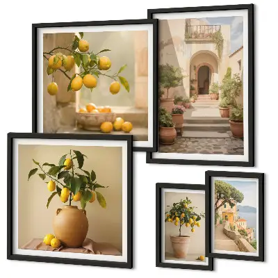 Conjunto de cuadros decorativos con diseño de cítricos